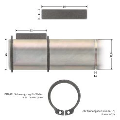 Hörmann Steckwelle Für STA 400 Schiebetorantrieb -Bester Türzubehör Geschäft 638939 hoermann steckwelle fuer sta 400 schiebetorantrieb bemassung bolzen2